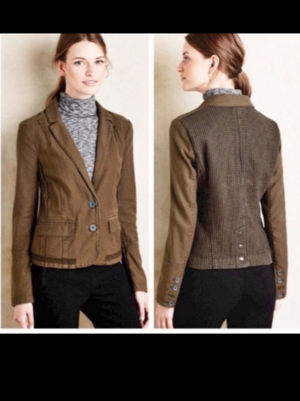 Anthropologie Hei Hei Delaine Houndstooth Utility Jacket